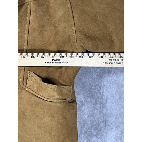 Men’s Shearling Sheepskin Coat Suede Rancher Jacket Size 40 Beige - Picture 6 of 7